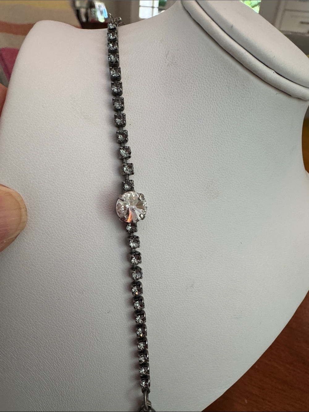 Silver-Tone Clear Crystal Tennis Bracelet